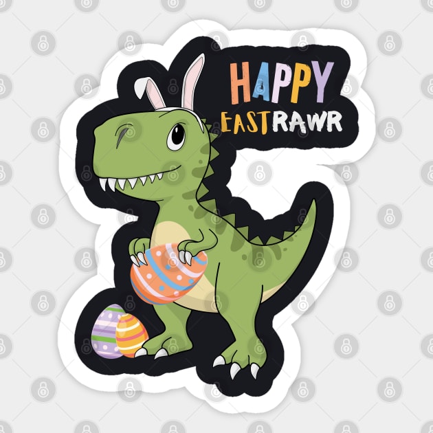 Happy Eastrawr T Rex Dinosaur Easter Eggs Sticker by MasliankaStepan